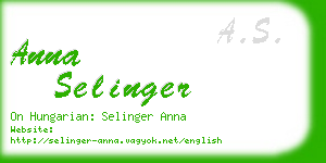 anna selinger business card